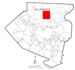 Map of Hampton Township, Allegheny County, Pennsylvania Highlighted